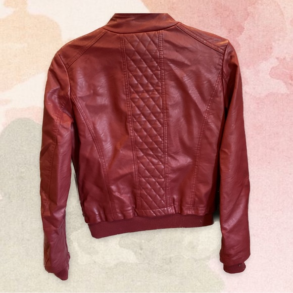 Red Faux Leather Jacket Size S Ci Sono - Picture 2 of 4